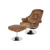 Vintage Leather Air Swiveling Recliner,Chrome Base with Cover and Matching Ottoman, vintage brown