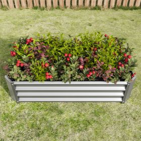 Metal Raised Garden Bed, Rectangle Raised Planter 4×2×1ft for Flowers Plants, Vegetables Herb Veezyo Silver