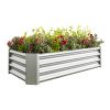 Metal Raised Garden Bed, Rectangle Raised Planter 4×2×1ft for Flowers Plants, Vegetables Herb Veezyo Silver