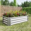 Metal Raised Garden Bed, Rectangle Raised Planter 4×2×1ft for Flowers Plants, Vegetables Herb Veezyo Silver