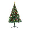 Artificial Christmas Tree with Baubles and LEDs Green 5 ft