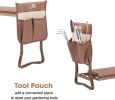 Folding Garden Kneeler Seat Foldable Bench Stool Soft Kneeling Pad w/ Tool Pouch;  Coffee Brown