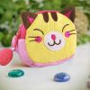 [Funny Cat] Embroidered Applique Fabric Art Wrist Wallet / Coin Purse / Wrist Pack (2.7*3.4)