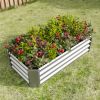 Metal Raised Garden Bed, Rectangle Raised Planter 4×2×1ft for Flowers Plants, Vegetables Herb Veezyo Silver