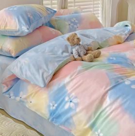 Simple Gradient Color Bed Four Sets Of Cotton Pure (Option: Rainbow-Flat Sheet-1.5m)