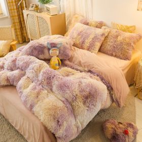 Mink Velvet Four Piece Set Long Plush Crystal Velvet Duvet Cover (Option: Colorful life-2.0m flat sheet)