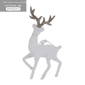 Christmas Red Flocking Elk Pendant White Glitter Cake Ornaments Decorations (Option: Sticky Powder White 24G)