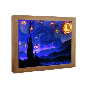 3D Light And Shadow Paper-cut Lamp Desktop Decoration (Option: Starry Sky-Wooden Frame)