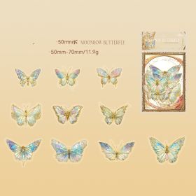 Mocard PET Sticker Package Boundless Butterfly Spectrum Series Three-dimensional Ice Crystal Laser Gold INS Style Butterfly Notebook Gu Nano SIM (Option: Lingdie Under The Moon)