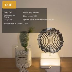 Creative Three-dimensional Rotating Ambience Light Bedroom (Option: 16 Remote Control-Sun-USB)