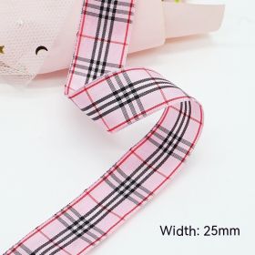 Solid Color Scottish Plaid Ribbon Hand-made DIY Clothing Ornament Bouquet Gift Packaging (Option: B005 Plaid Ribbon 9mm-B005-9mm25 Code Volume)