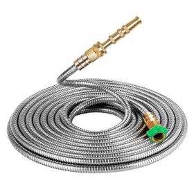 Stainless Steel Garden Hose With Brass Garden Hose Nozzle (Option: As shown-75FT)