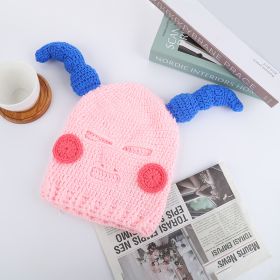 Creative Weaving Woolen Cap Internet Celebrity Headgear Men's Hat (Option: Pink And Blue Ears)