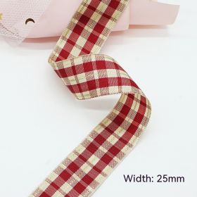 Solid Color Scottish Plaid Ribbon Hand-made DIY Clothing Ornament Bouquet Gift Packaging (Option: A313 Plaid Ribbon 9mm-A313-9mm25 Code Volume)