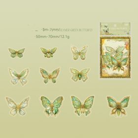 Mocard PET Sticker Package Boundless Butterfly Spectrum Series Three-dimensional Ice Crystal Laser Gold INS Style Butterfly Notebook Gu Nano SIM (Option: Streamer Green Butterfly)