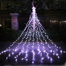 LED Five-pointed Star Waterfall Light To Decorate The Courtyard Outdoor (Option: White-US)