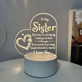 Creative 3D Night Heart Shaped Blessing Language USB Small Table Lamp (Option: Color13-Monochrome USB)