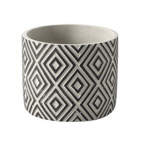 Cement Flower Pot Green Plant Diamond Pattern Vase Creative Retro Nordic INS (Option: Gray-12x10cm)