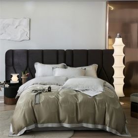 Spring And Summer New Home Textile Tencel Four-piece Set Bedding (Option: Phantom Brown-1 Style)