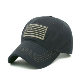 Fashion Tactical Hip Hop American Flag Military Sport Outdoor Peaked Caps Unisex Mesh Embroidered Casual Adjustable Hats (Color: black no mesh)