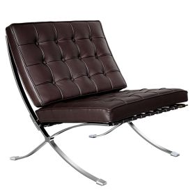 TENGYE furniture Barcelona style chair Foldable chair (Color: Dark Brown)