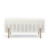 Elegant Upholstered Velvet Storage Bench with Cedar Wood Veneer, Large Storage Ottoman with Electroplate Iron Legs for Hallway Living Room Bedroom