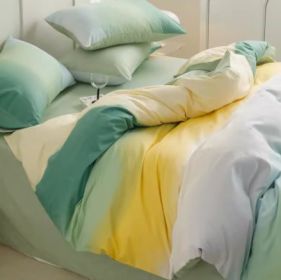 Simple Gradient Color Bed Four Sets Of Cotton Pure Cotton (Option: Iridescent green-2m bed sheet 2.2m)