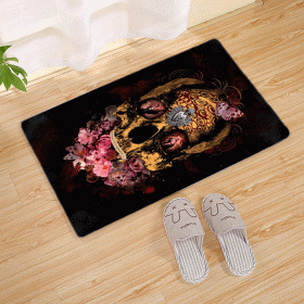 Halloween Flannel Floor Mat Bathroom Toilet Door Non-slop Mats Skull Absorbent Printing Floor Mat (Option: Halloween 210012-45x75)