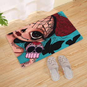 Halloween Flannel Floor Mat Bathroom Toilet Door Non-slop Mats Skull Absorbent Printing Floor Mat (Option: Halloween 210014-45x75)