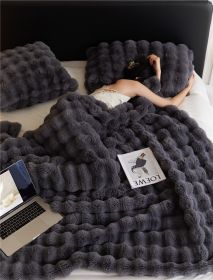 Polyester Carpet Rabbit Bubble Velvet Thickened Nap Blanket Quilt (Option: Graphite Gray-70X100cm)