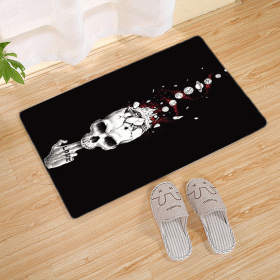 Halloween Flannel Floor Mat Bathroom Toilet Door Non-slop Mats Skull Absorbent Printing Floor Mat (Option: Halloween 210020-50x80)